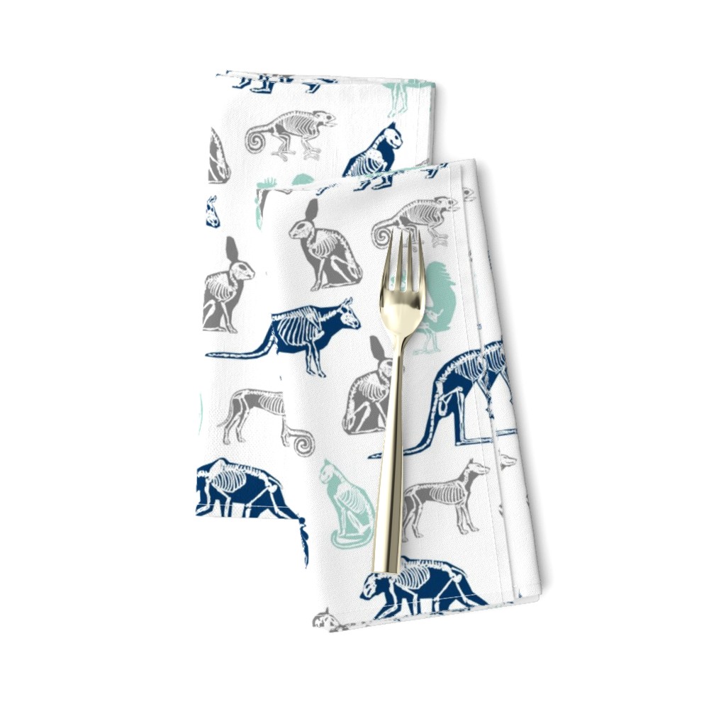 xray // animal skeletons cute nature themed fabric gender neutral animals white blue