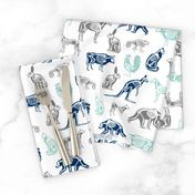 xray // animal skeletons cute nature themed fabric gender neutral animals white blue