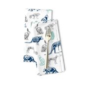 xray // animal skeletons cute nature themed fabric gender neutral animals white blue