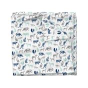 xray // animal skeletons cute nature themed fabric gender neutral animals white blue