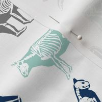 xray // animal skeletons cute nature themed fabric gender neutral animals white blue