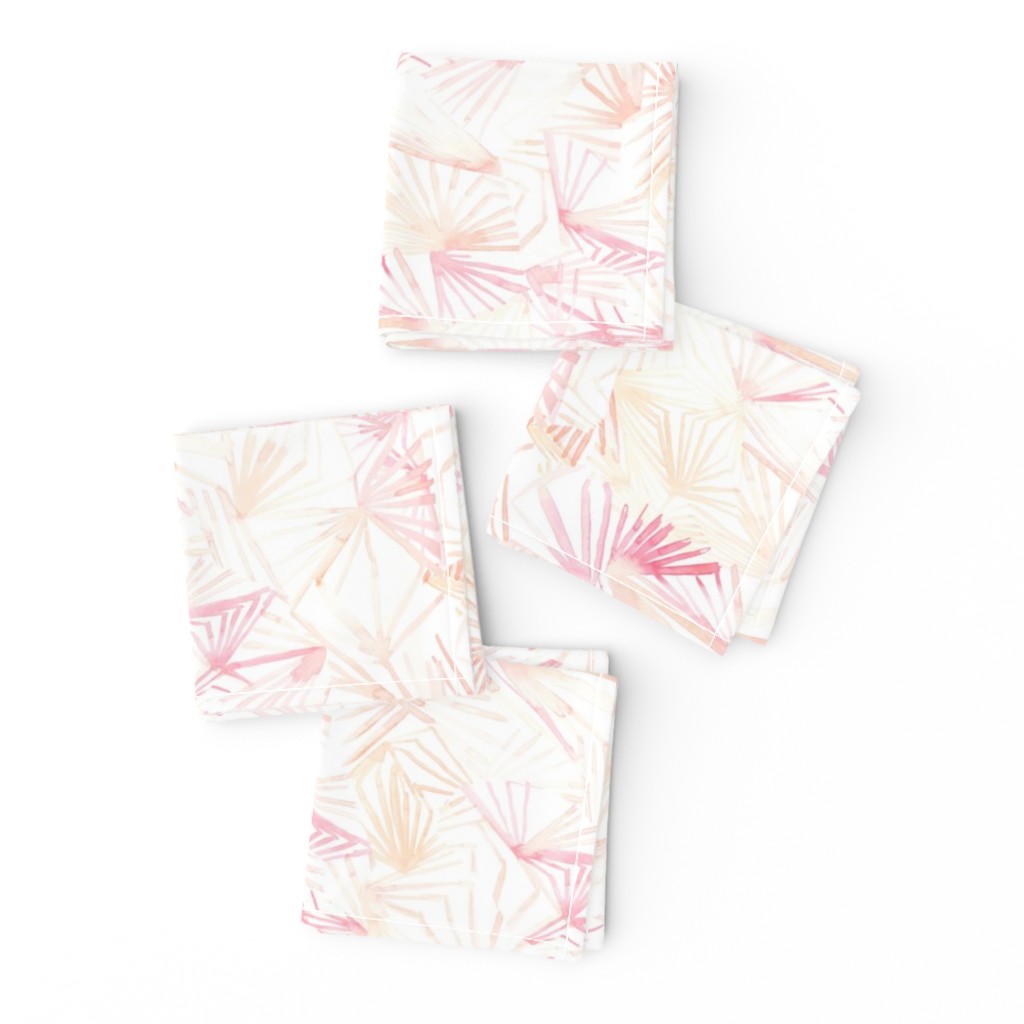 18-8AF Watercolor Abstract Leaves Foliage|| Blush Pink Peach Coral White Pastel Orange