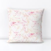 18-8AF Watercolor Abstract Leaves Foliage|| Blush Pink Peach Coral White Pastel Orange