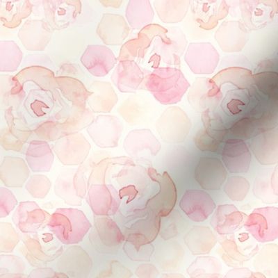 18-8AC Watercolor Abstract Hexagon Hexie  Rose || Pastel Yellow Blush Pink Peach Coral White Orange Yellow Geometric  Flower Baby Girl _ Miss Chiff Designs