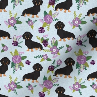 dachshund pet quilt c black and tan coat doxie dog breed coordinate floral