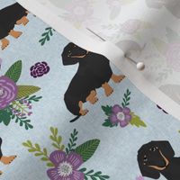 dachshund pet quilt c black and tan coat doxie dog breed coordinate floral