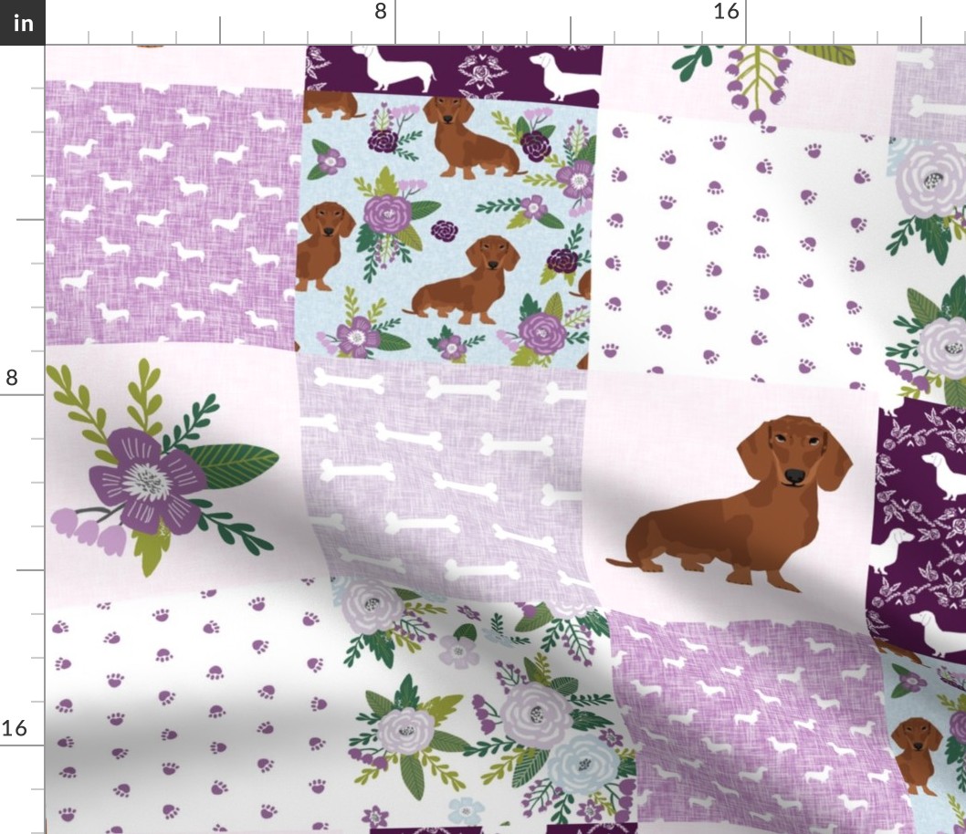 dachshund pet quilt c red coat doxie dog breed cheater quilt