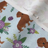 dachshund pet quilt c red coat doxie dog breed coordinate floral