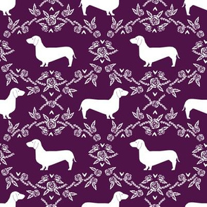 dachshund pet quilt c  doxie dog breed coordinate silhouette floral