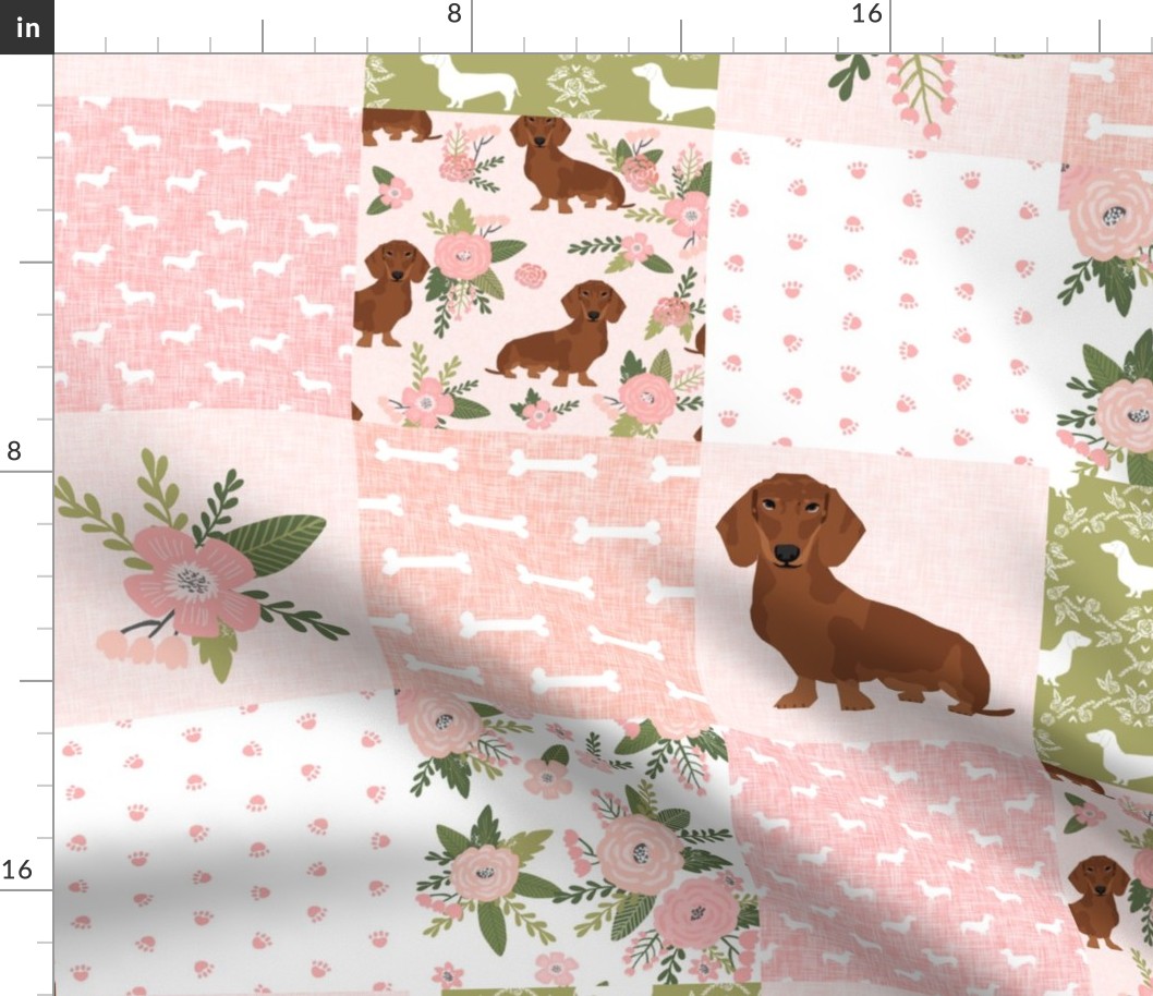 dachshund pet quilt d red coat doxie dog breed cheater quilt