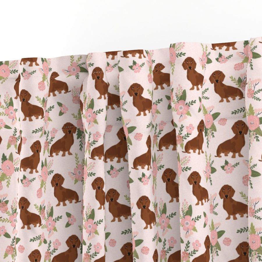 dachshund pet quilt d red coat doxie dog breed floral 