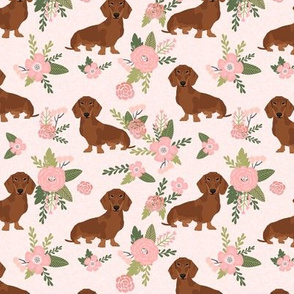 dachshund pet quilt d red coat doxie dog breed floral 