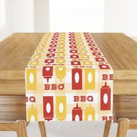 Picnic BBQ Gingham Summer Cookout Barbecue with  Ketchup and Mustard