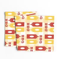 Picnic BBQ Gingham Summer Cookout Barbecue with  Ketchup and Mustard