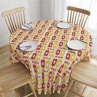 Picnic BBQ Gingham Summer Cookout Barbecue with  Ketchup and Mustard