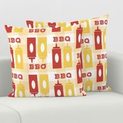 Picnic BBQ Gingham Summer Cookout Barbecue with  Ketchup and Mustard