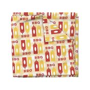 Picnic BBQ Gingham Summer Cookout Barbecue with  Ketchup and Mustard