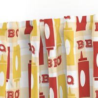 Picnic BBQ Gingham Summer Cookout Barbecue with  Ketchup and Mustard