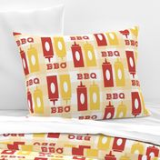 Picnic BBQ Gingham Summer Cookout Barbecue with  Ketchup and Mustard