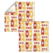 Picnic BBQ Gingham Summer Cookout Barbecue with  Ketchup and Mustard