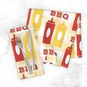 Picnic BBQ Gingham Summer Cookout Barbecue with  Ketchup and Mustard