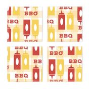 Picnic BBQ Gingham Summer Cookout Barbecue with  Ketchup and Mustard