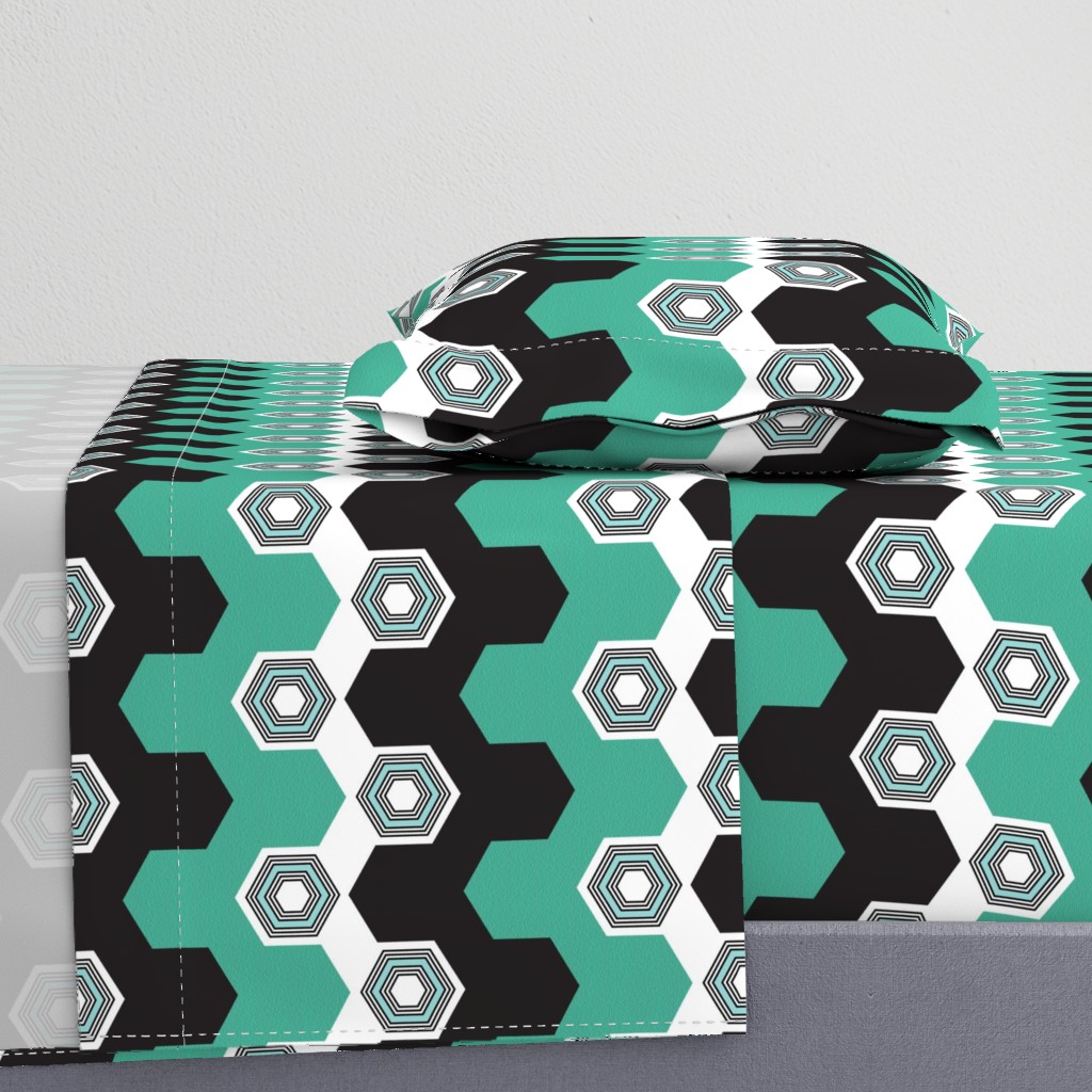 Art Deco Hexagons (Aqua)