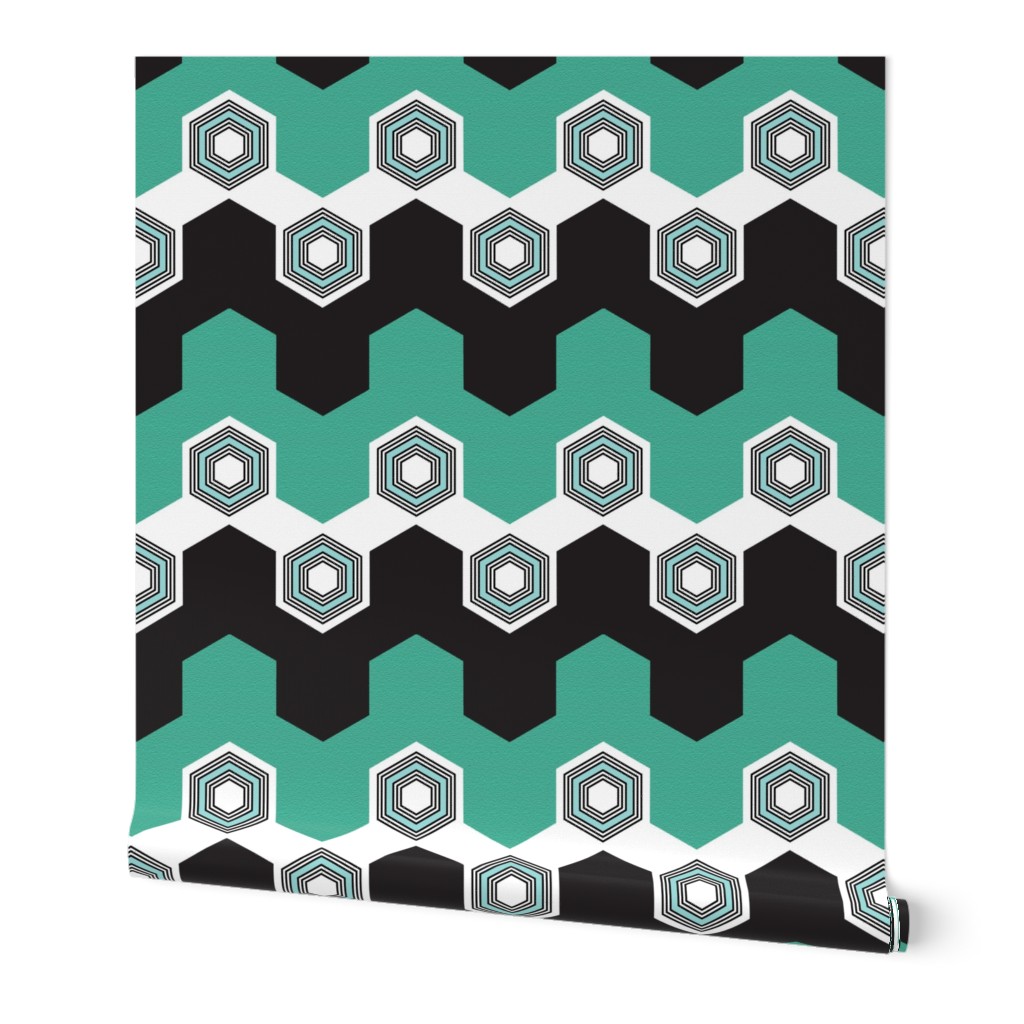 Art Deco Hexagons (Aqua)