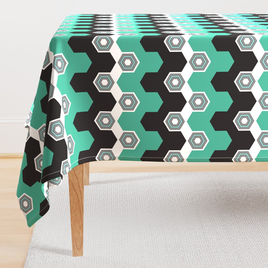 Art Deco Hexagons (Aqua)