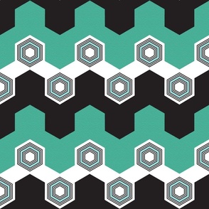 Art Deco Hexagons (Aqua)