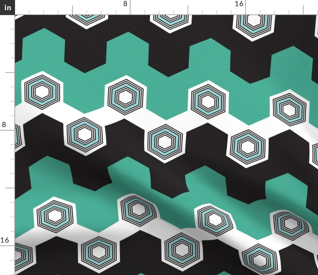 Art Deco Hexagons (Aqua)