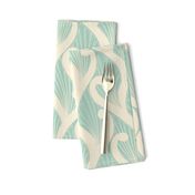 Deco Vines- Cream on Mint // art nouveau deco nature climbing vines leaves leaf fabric