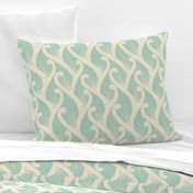 Deco Vines- Cream on Mint // art nouveau deco nature climbing vines leaves leaf fabric