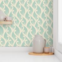 Deco Vines- Cream on Mint // art nouveau deco nature climbing vines leaves leaf fabric