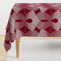 Art Deco Swirl White on Burgundy