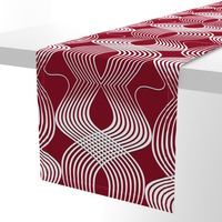 Art Deco Swirl White on Burgundy