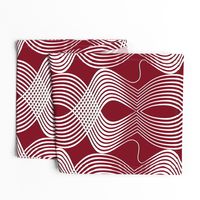 Art Deco Swirl White on Burgundy