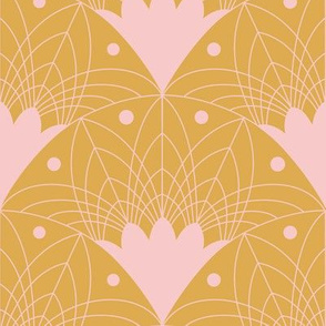 Art Deco Fans and Dots in Blush and Gold - Medium