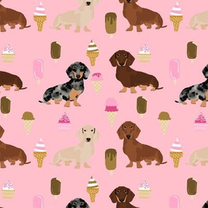 Dachshund doxie mixed ice cream summer foods pink