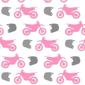 Pink Dirt Bike Grey Helmet