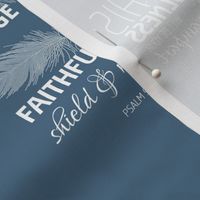 He will cover you with His feathers - white on serenity blue