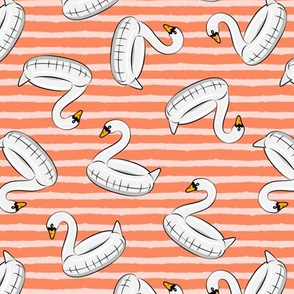 swan pool float - stripes