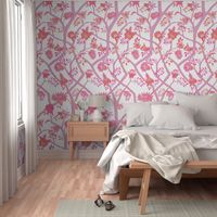 Peony Branch Mural- Pinks and Oranges