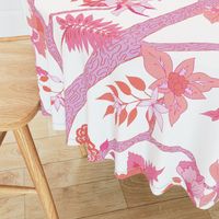 Peony Branch Mural- Pinks and Oranges