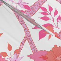 Peony Branch Mural- Pinks and Oranges