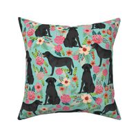 black lab florals fabric labrador retriever floral fabric - LARGE