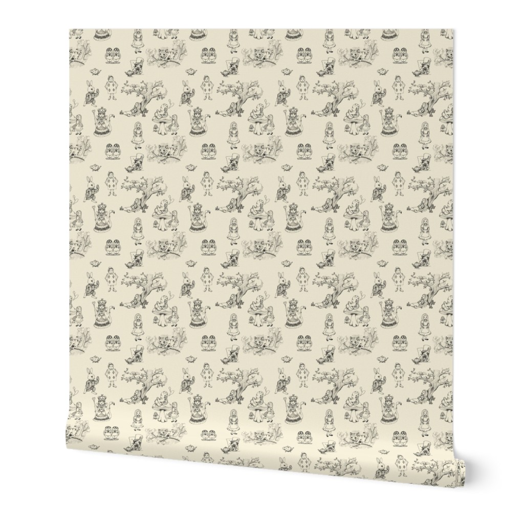 Alice in wonderland toile in Cream and Black