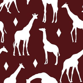 Giraffes on Burgundy // Large