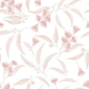 Gum Blossoms - Pink on White