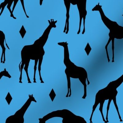 Giraffes on Blue // Large